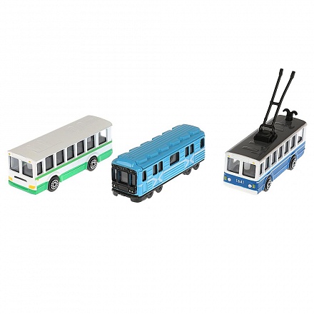 Набор из 3-х металлических моделей - Городской транспорт, 8 см  